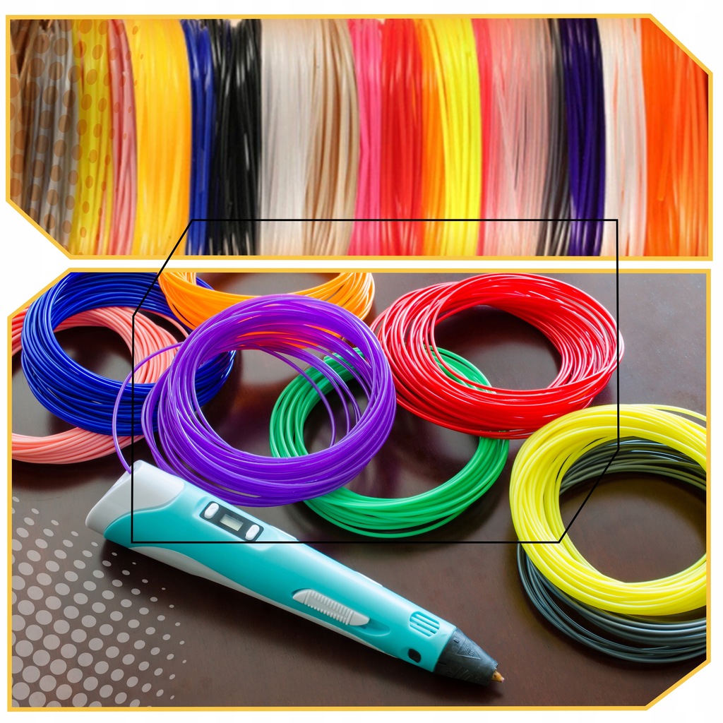 WKŁADY FILAMENT PLA WKŁAD DO DŁUGOPISU 3D PEN 100 M 40 kolorów Średnica filamentu 1.75 mm
